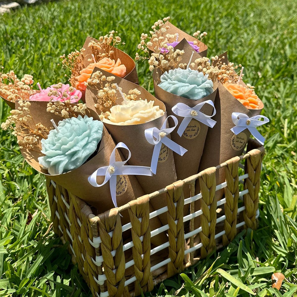 peony candle bouquet